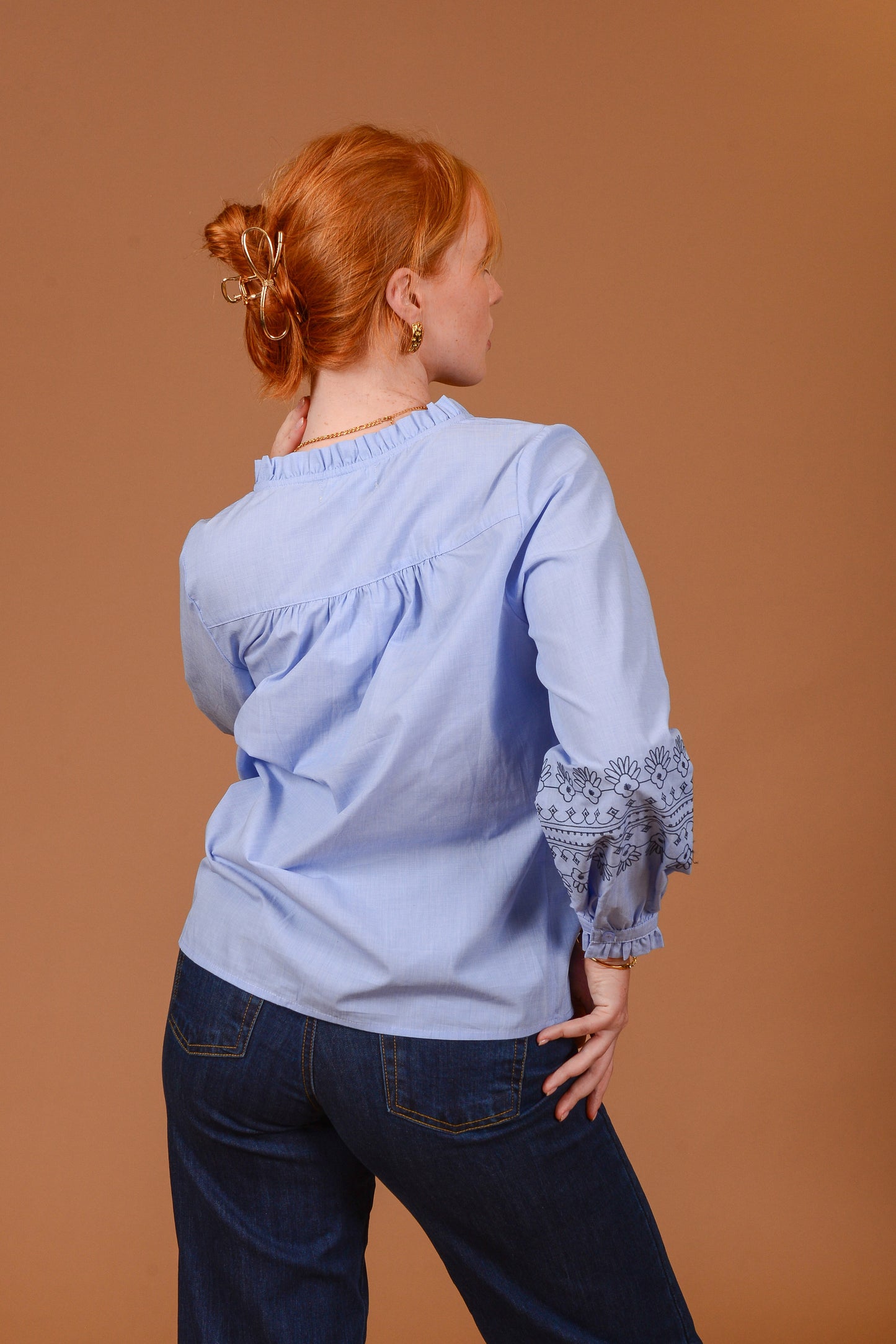 Coleen Blue Embroidered Blouse