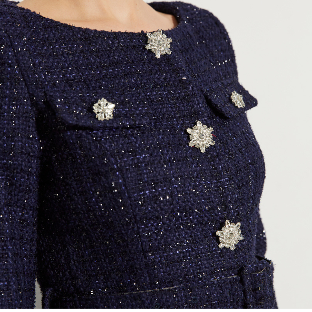 Elsa Collarless Jacket Navy