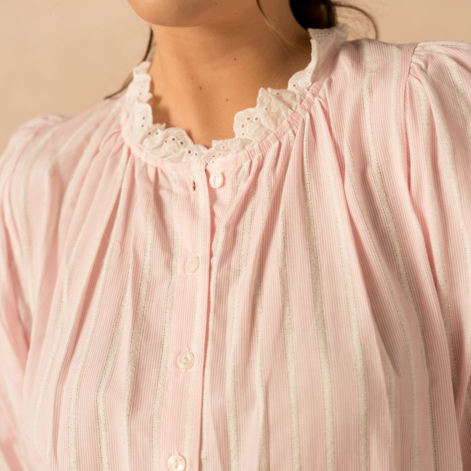 Laura Stripe Blouse in Pink
