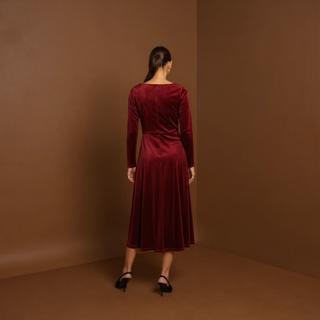 Atley Velvet Dress in Burgandy