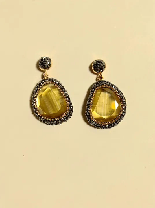 Lianna Gold Gemstone Earrings in Gold