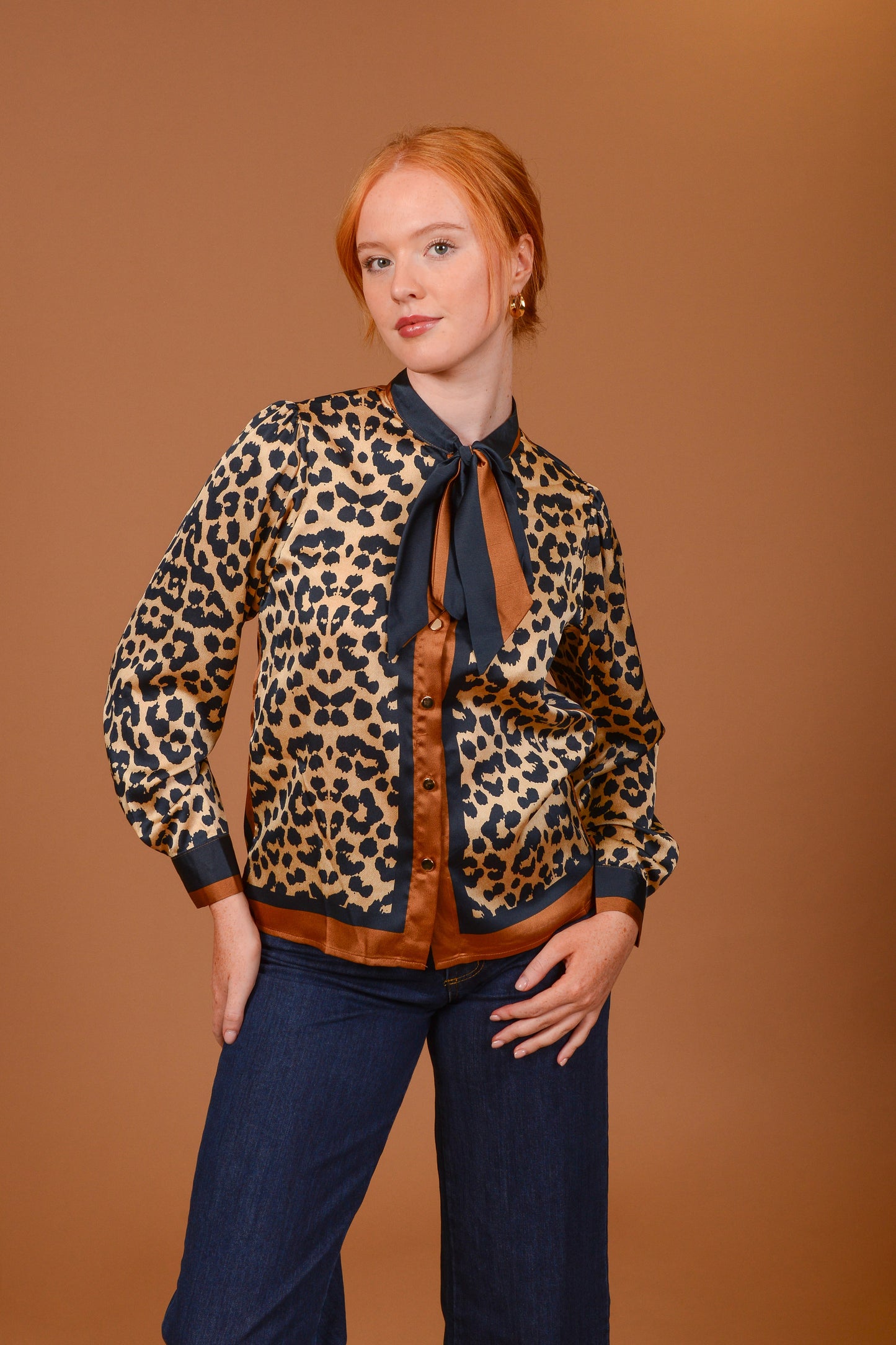 Eimear Leopard Print Tie Blouse