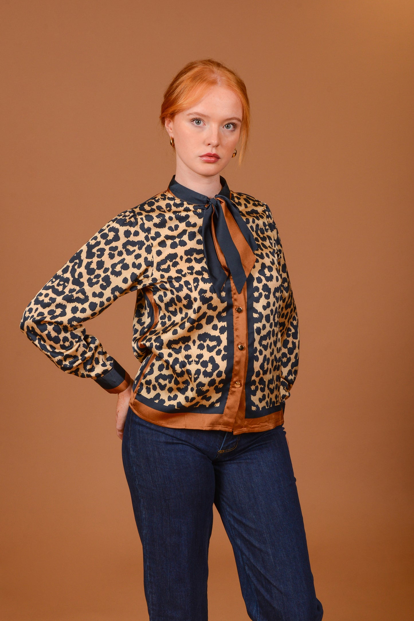 Eimear Leopard Print Tie Blouse