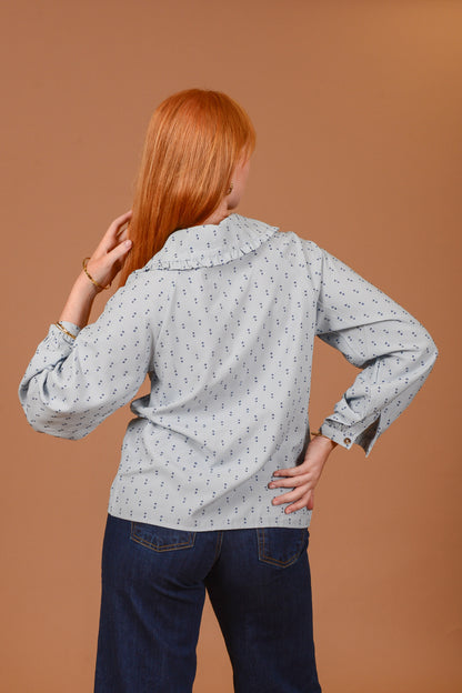 Chess Gingham Blouse with Peter Pan Collar