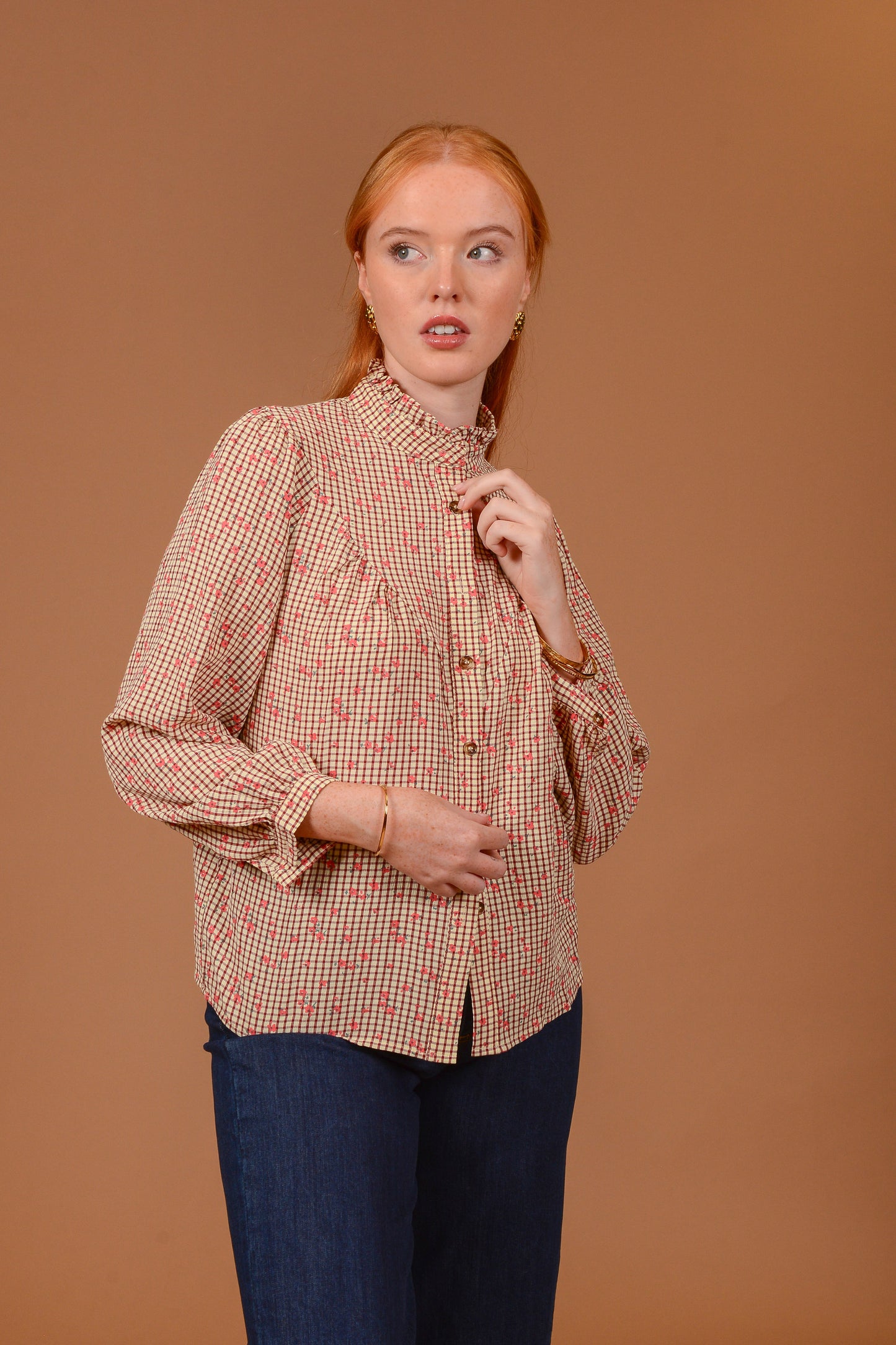 Claire Check and Floral Blouse