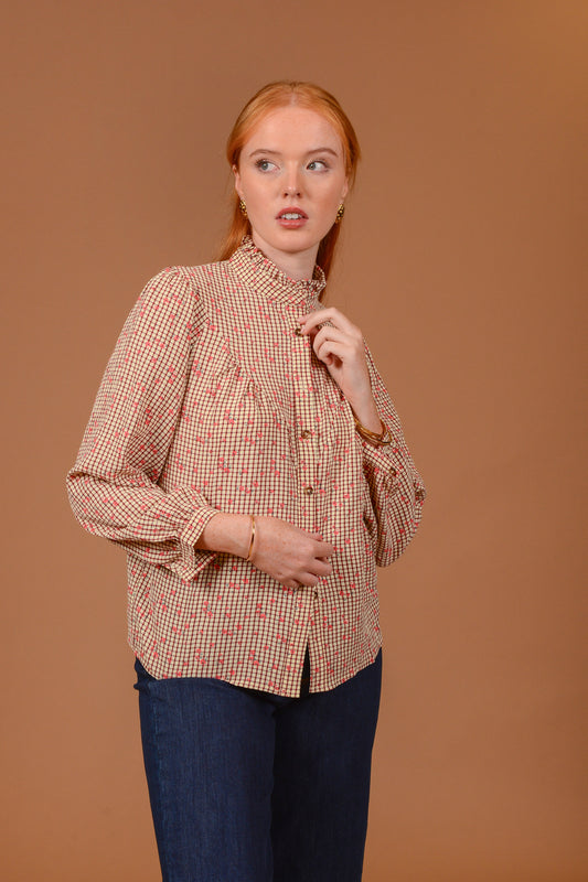 Claire Check and Floral Blouse
