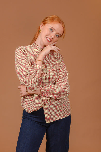 Claire Check and Floral Blouse