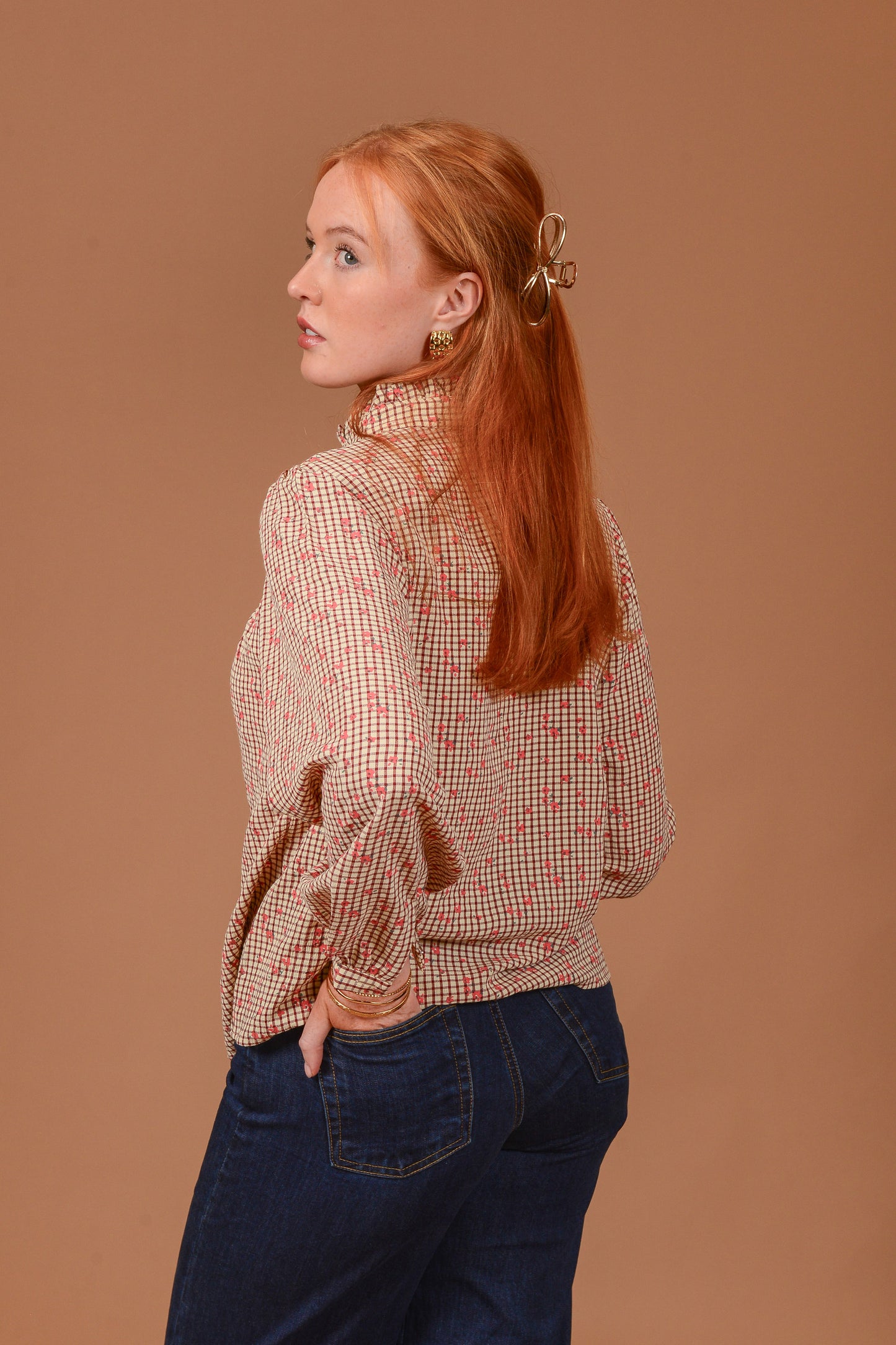 Claire Check and Floral Blouse