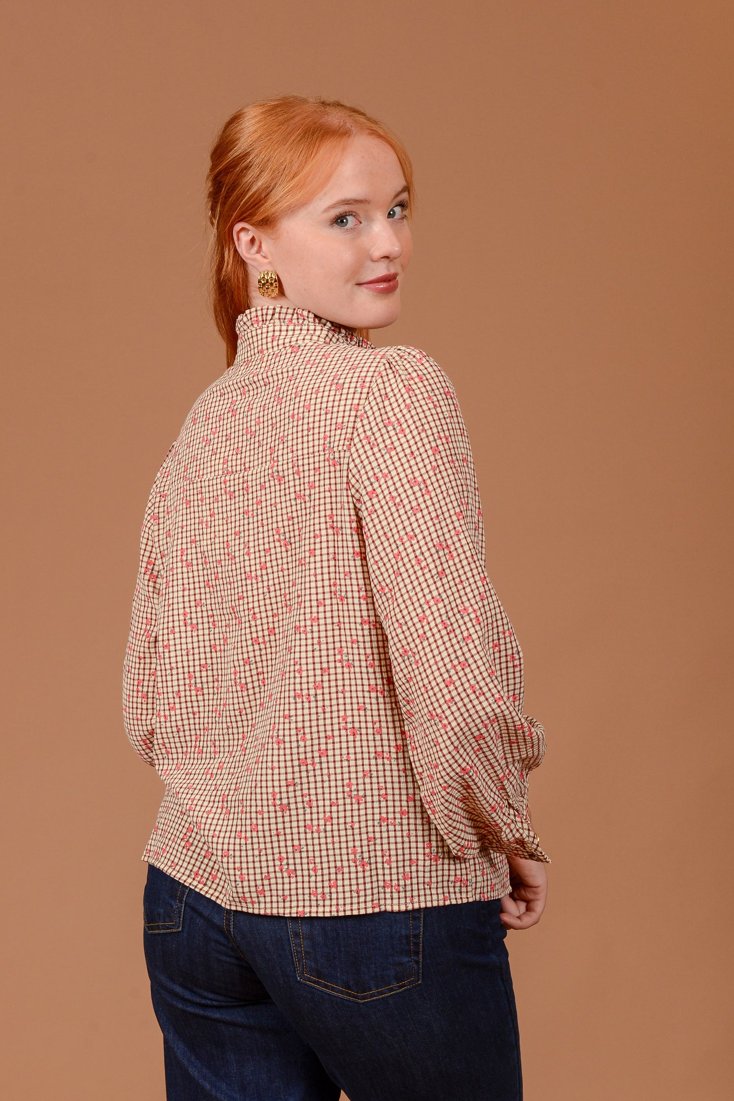 Claire Check and Floral Blouse