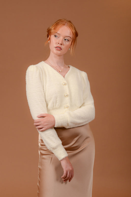Erica Cream Cropped Cardigan