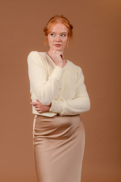 Erica Cream Cropped Cardigan