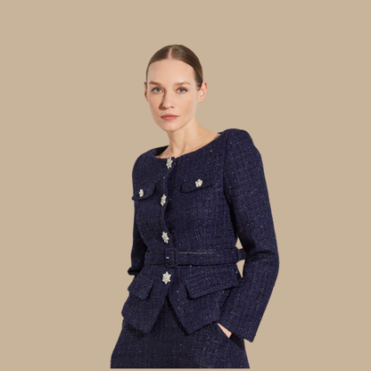 Elsa Collarless Jacket Navy