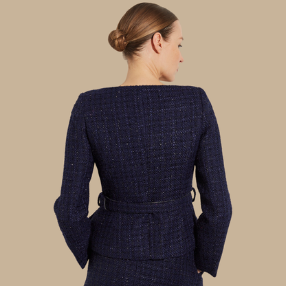 Elsa Collarless Jacket Navy