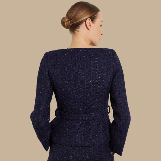 Elsa Collarless Jacket Navy