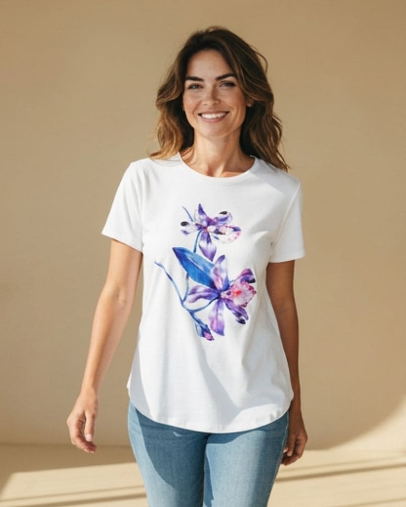 Bella Artistic Floral T-Shirt Green