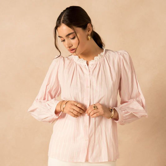 Laura Stripe Blouse in Pink
