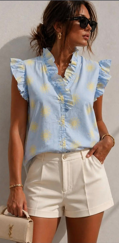 Emma Sunprint short sleeve blouse