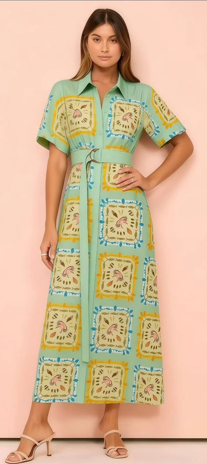 Rachael Short sleeve Belted Shirt Dress