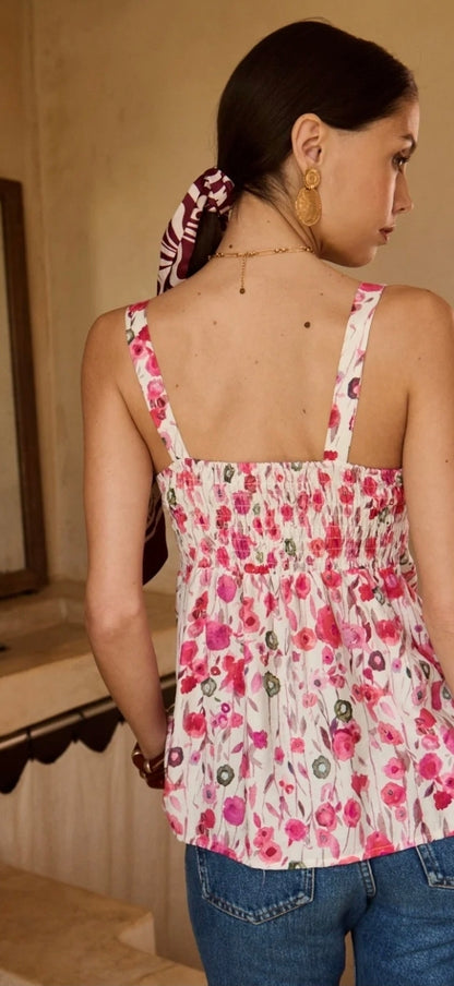 Amber Floral Sleeveless Thin Strap Top