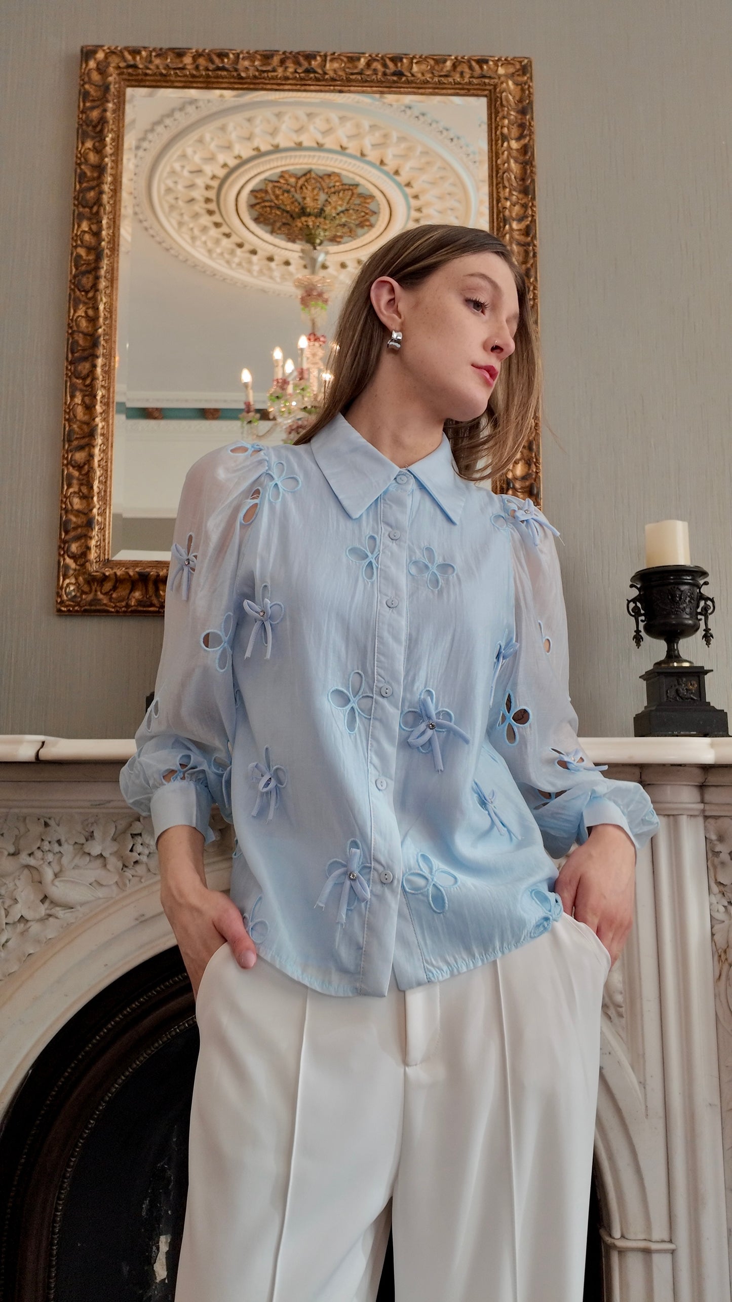 Ellen Blue Floral Shirt
