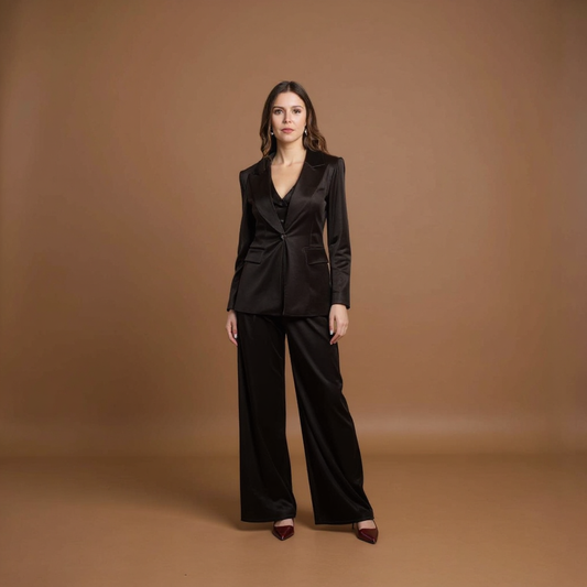 Athena Velvet Blazer in Brown