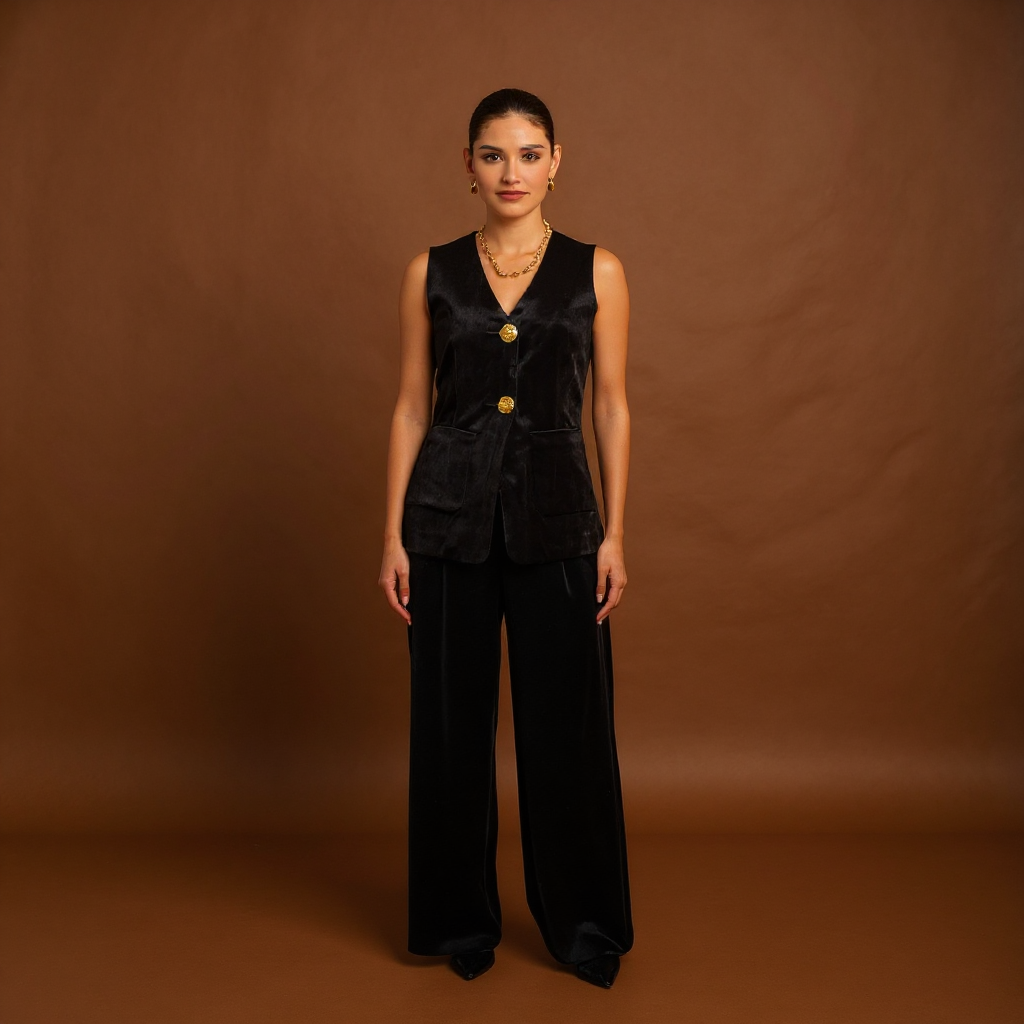 Atalia Velvet Waistcoat in Black