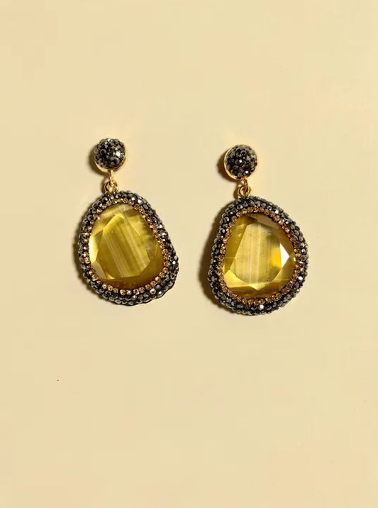 Lianna Gold Gemstone Earrings in Gold